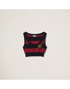 Хлопковый трикотажный топ, синий Miu miu