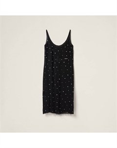 Шифоновое платье с вышивкой, черный Miu miu