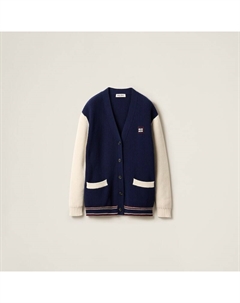 Кардиган из шерсти и кашемира, синий Miu miu