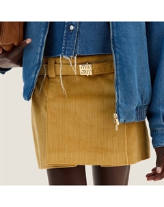 Короткая вельветовая юбка, оранжевый Miu miu