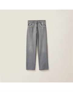 Джинсовые брюки, серый Miu miu