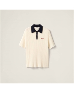 Рубашка-Поло из кашемира в рубчик, белый Miu miu