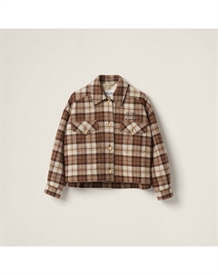 Клетчатый пиджак, коричневый Miu miu