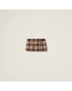 Короткая юбка в клетку, коричневый Miu miu