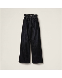 Брюки из стираного флокированного шамбре, черный Miu miu