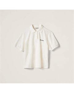 Рубашка-Поло из хлопкового пике, белый Miu miu