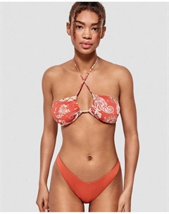 Бразильские плавки бикини с V-образным вырезом из однотонной ткани, оранжевый Gisela