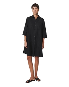 Свободное платье-рубашка из чистого льна, черный Marc o'polo