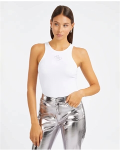 Однотонная майка с мини-логотипом, белый Guess