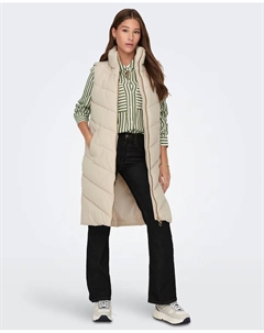 Женский пуховик с высоким воротником, бежевый Jdy