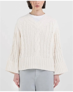 Женский свитер косой вязки с V-образным вырезом, цвет Natural Replay