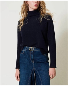 Женский свитер с высоким воротником, синий Twinset