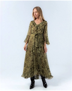 Длинное платье Malena с принтом Sueva, зеленый Niza