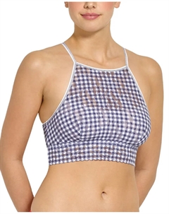 Укороченный бралетт в клетку с принтом, синий Hanky panky