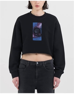 Короткая женская толстовка с разноцветным принтом на груди, черный Replay