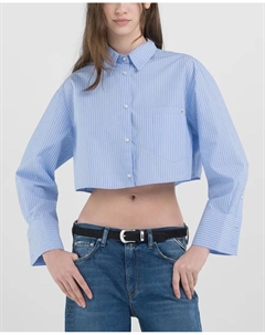 Полосатая короткая женская рубашка, белый Replay