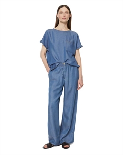 Женские широкие брюки из струящейся ткани с карманами, синий Marc o'polo