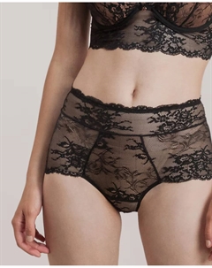 Трусики с высокой посадкой из кружевной ткани, черный Gisela