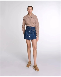 Женские джинсовые шорты Trompe l'oeil, синий Maje