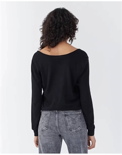 Женский черный свитер с v-образным вырезом Ikks