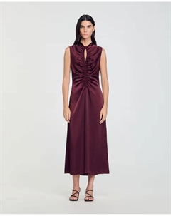 Драпированное атласное платье, цвет Granate Sandro