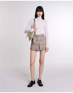 Женские твидовые шорты «тромплёй», коричневый Maje