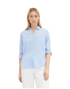 Женская рубашка с V-образным вырезом обычного кроя, светло-голубой Tom tailor