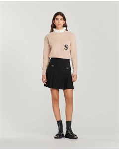 Короткая юбка со складками, черный Sandro