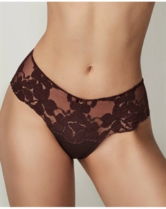 Кружевные стринги-кюлоты с цветочным принтом, бордовый Selmark