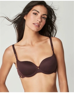 Гладкий бюстгальтер, формирующий чашку, с цветочным кружевом на спине, бордовый Selmark