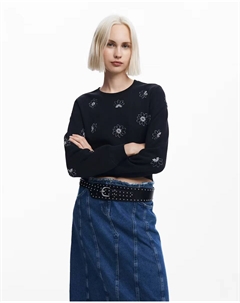 Женский свитшот с драгоценными цветами, черный Desigual