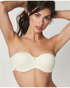 Кружевной бюстгальтер-бандо с цветочным принтом без бретелек, кремовый Selmark