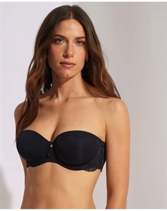 Бюстгальтер без бретелек с пеной и кружевом, черный Selmark