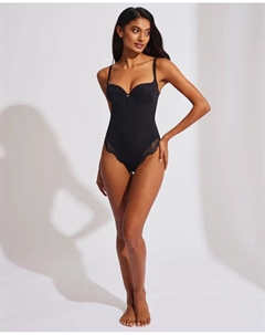 Полуконтролируемое комфортное боди с открытой спиной, черный Selmark