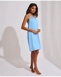 Ночная рубашка с вышивкой и двойными бретелями, синий Selmark