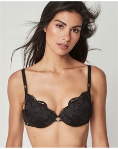 Кружевной бюстгальтер с цветочным принтом, черный Selmark