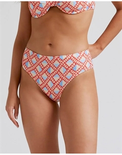 Высокие плавки бикини ирокез из структурированной ткани и подкладки, мультиколор Robin collection