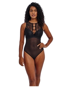 Боди из прозрачного тюля, темно-серый Freya