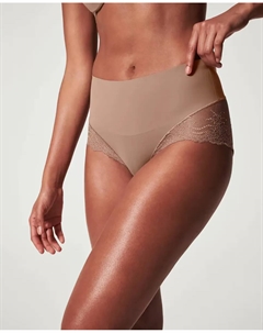 Утягивающие трусики с высокой талией и бесшовными кружевными деталями, бежевый Spanx