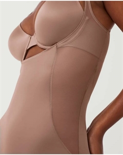 Боди с обнаженной грудью до середины бедра, черный Spanx