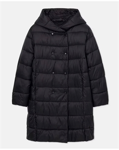 Женский пуховик с запахом и капюшоном, черный Couchel