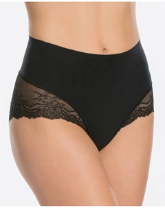 Утягивающие трусики с высокой талией и бесшовными кружевными деталями, черный Spanx