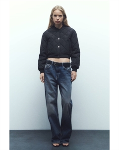 Укороченная куртка-бомбер из пуха, черный Zara