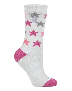 Утепленные термоноски lite несколько дизайнов включая полосы с ромбами в виде сердечек и звезд теплые носки на зиму серебристо-серого цвета, серый Heat holders