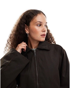 Куртка Waxed Barn темно-коричневого цвета с контрастным воротником из вельвета Weekday