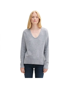 Свитер Cozy v neck, серый Tom tailor