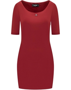 Платье мини с бляшкой-логотипом, красный Dsquared2