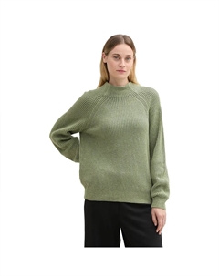 Свитер Knit Plated Rib, зеленый Tom tailor