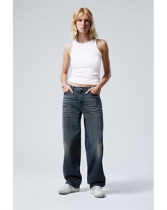 Свободные широкие джинсы со средней талией и рейкой, синий Weekday