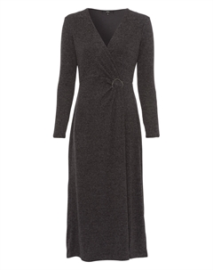 Платье миди с рюшами и пряжкой, серый Zero